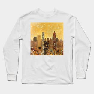 New york city painting Klimt style,cityscape painting with gold colors Long Sleeve T-Shirt